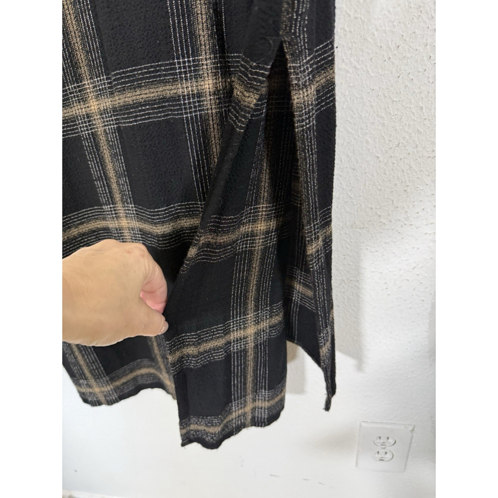 Cloth & Stone Plaid Maxi Shirt Dress Large Hi Low Stretch Boho Academia Stretch - Picture 13 of 15